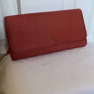 Reddish-Orange Faux Leather Wallet